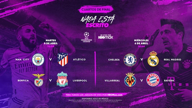 Los cuartos de final de la Champions League en HBO Max