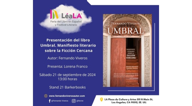 El escritor mexicano Fernando Viveros presentará su novela "Umbral" en LéaLA