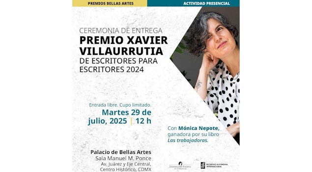 El INBAL entrega el Premio Xavier Villaurrutia a Mónica Nepote